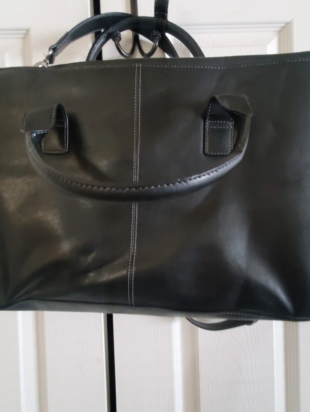 COMPUCASE BLACK LEATHER LAPTOP CASE. BRIEFCASE. OFFICE BUSINESS.